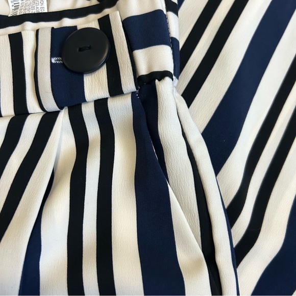 Women's Zara TRF Collection Navy & White Striped Cropped Wide-Leg Pant Size M - Picture 7 of 10